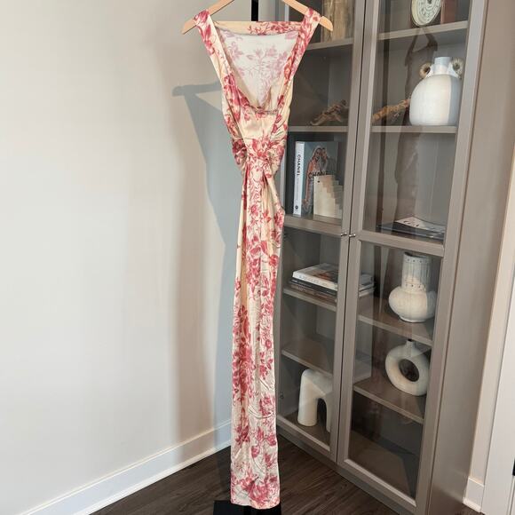 Reformation Anaiis Silk Maxi Dress NEW Cameo Rose Sleeveless Cowl Neck Size 2 - Picture 3 of 7